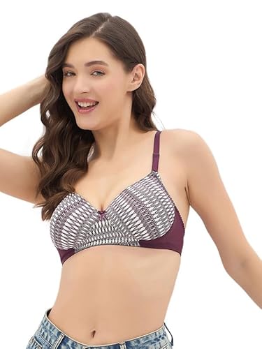 Clovia Women’s Polyamide Printed T-Shirt Bra – Lightly Padded, Wire-Free, Full-Cup Support